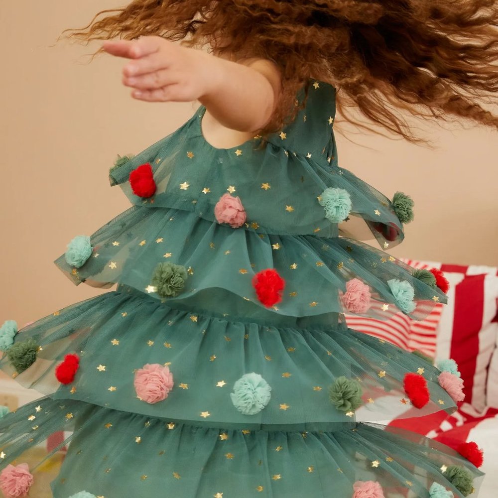 NEW Mini Boden Christmas Tree Tulle Dress
